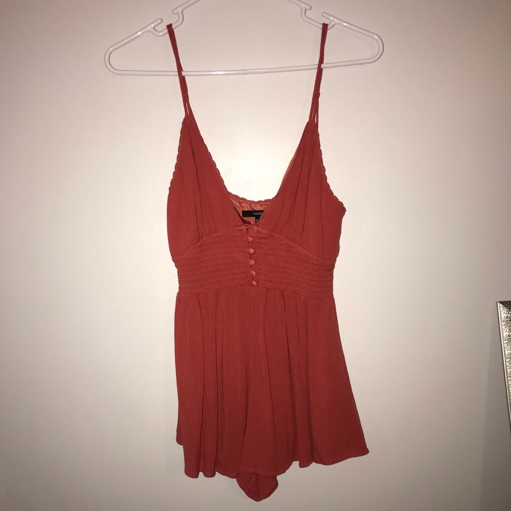 Coral Button Up Romper